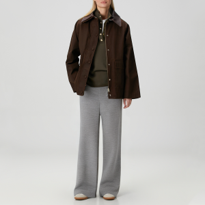 Grey comfortable high waist women's casual trousers