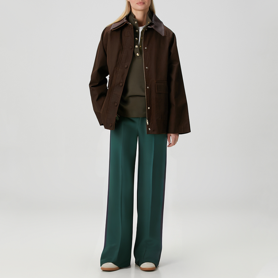 Retro striped elastic waist women's casual pants