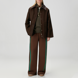 Retro side stripe high waist women's casual trousers