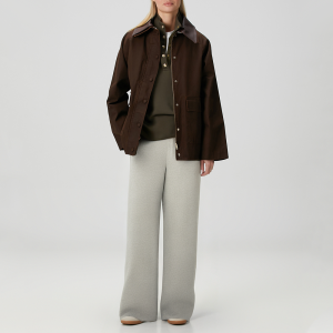 Gray simple straight-leg women's casual trousers