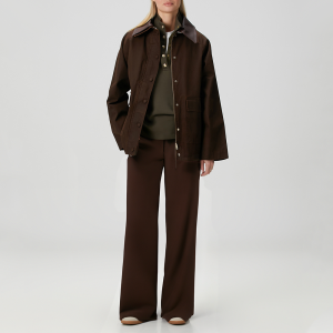 Brown side stripe wide-leg women's casual trousers