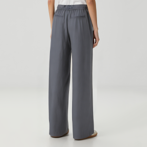 Gray simple pleated women's casual trousers