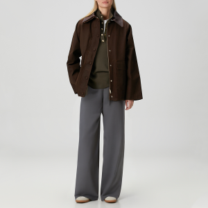 Gray simple pleated women's casual trousers