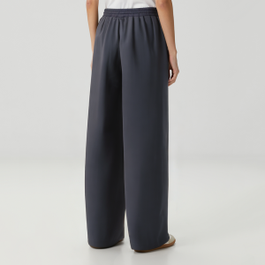Blue side stripe mid-rise women's casual trousers