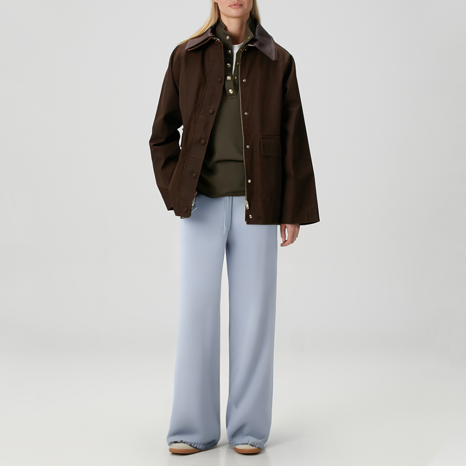 Light blue elastic waist women's casual trousers