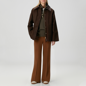 Fashionable brown high waist women's casual trousers