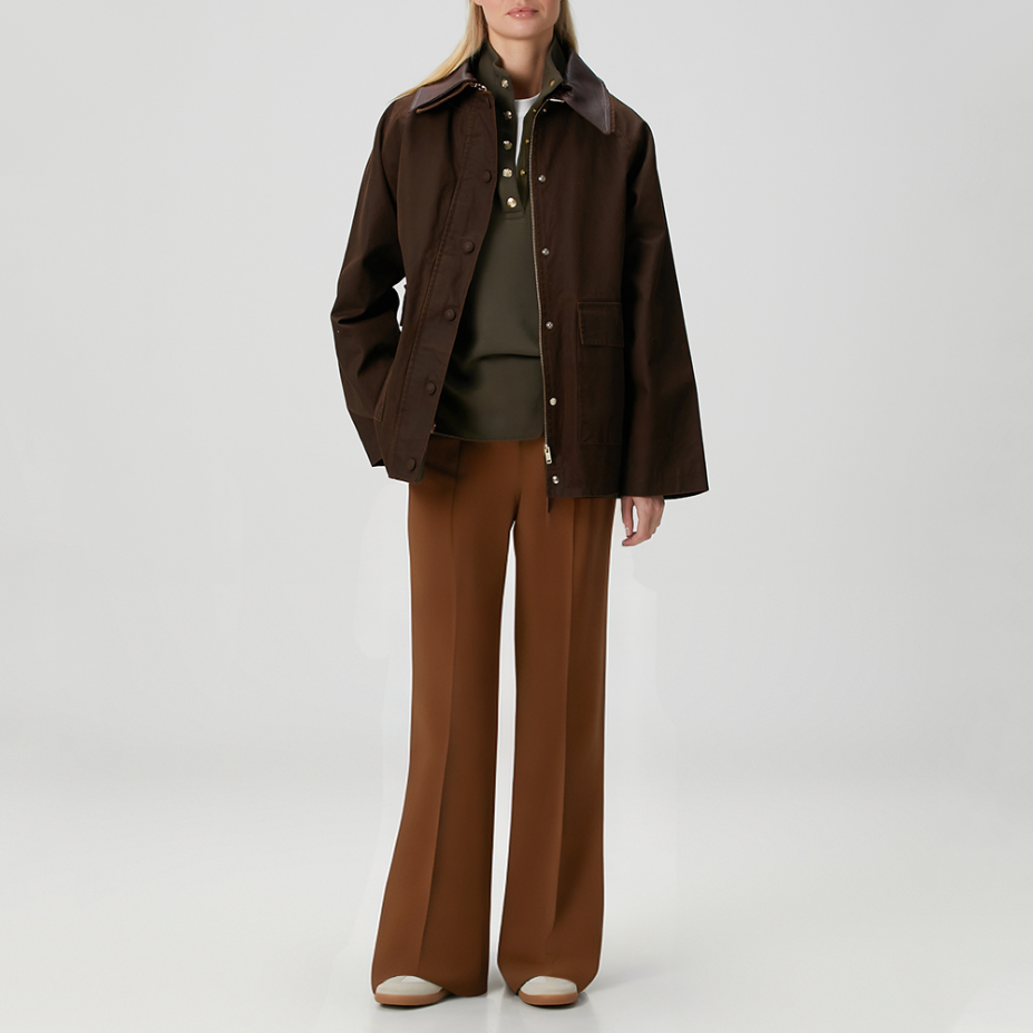 Fashionable brown high waist women's casual trousers