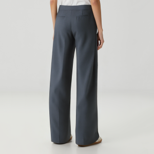 Button-decorated wide-leg women's casual trousers
