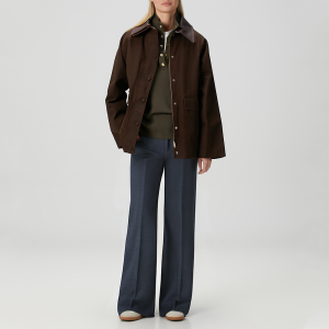 Button-decorated wide-leg women's casual trousers