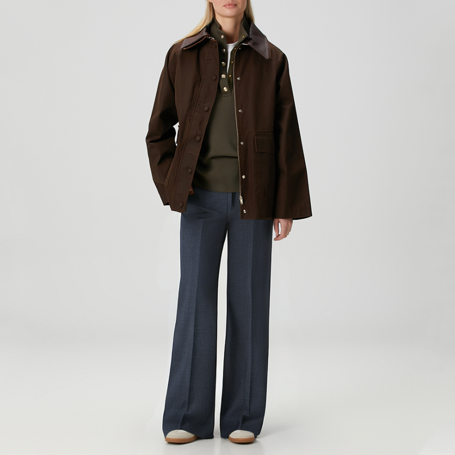 Button-decorated wide-leg women's casual trousers