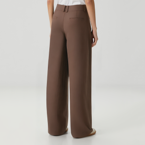 Versatile brown high-waisted women's casual trousers