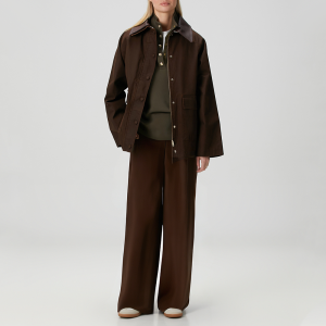 Versatile brown high-waisted women's casual trousers