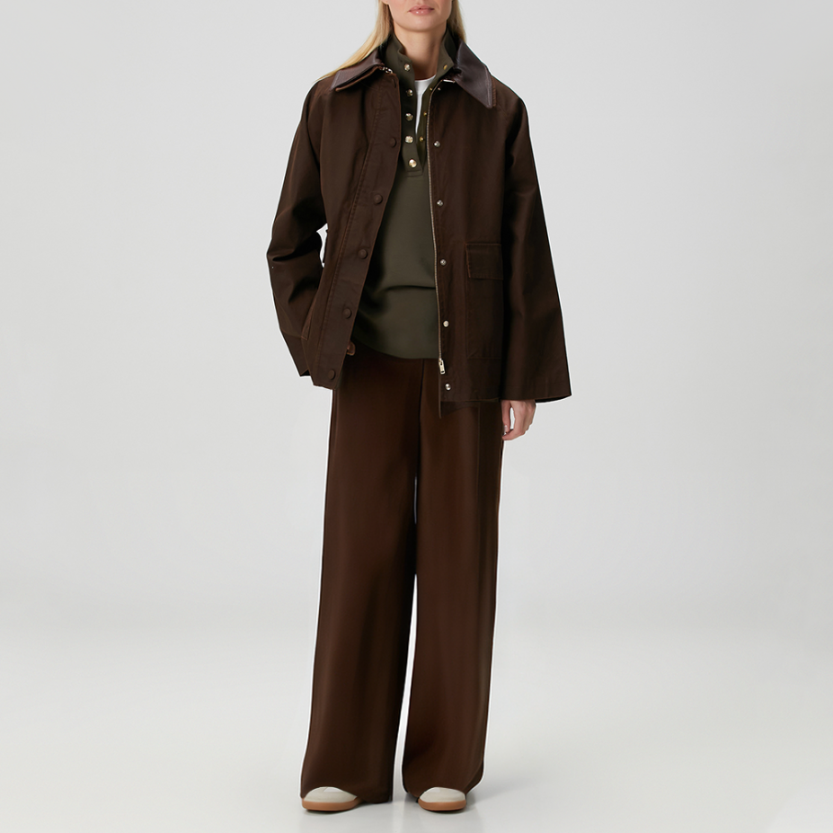Versatile brown high-waisted women's casual trousers