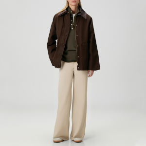 Elastic waist wide leg women's casual trousers