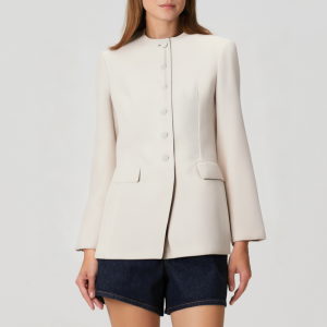 Elegant autumn round neck women's blazer
