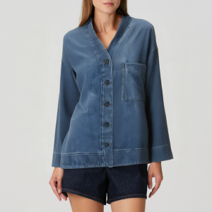 Casual V-neck loose women's denim jacket
