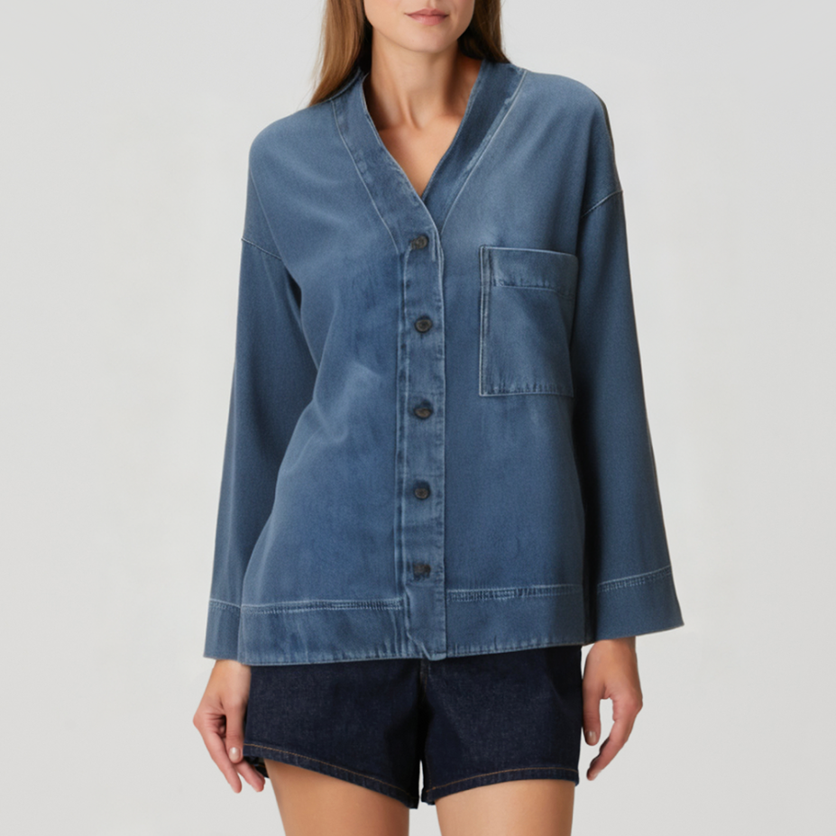Casual V-neck loose women's denim jacket