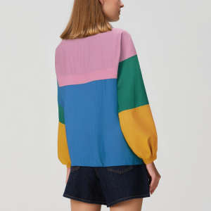 Contrast color stitching stand collar women's jacket