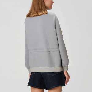 Gray loose stand collar zipper women's jacket