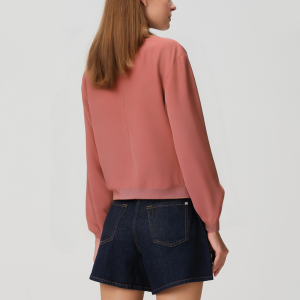 Fashion pink snap button women's jacket