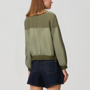 Distressed contrast color stitching women's jacket