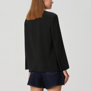 Women's round neck contrast stitching blazer