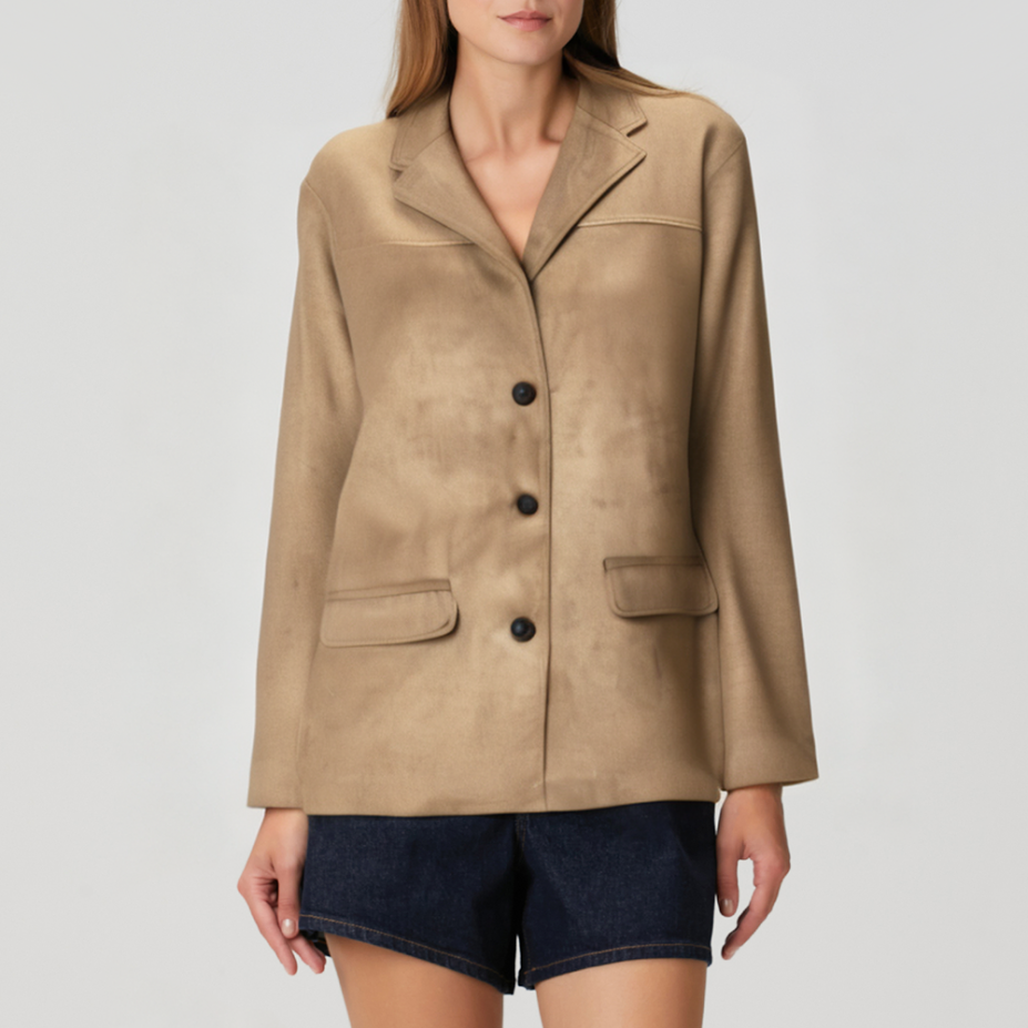 Vintage autumn suede women's blazer