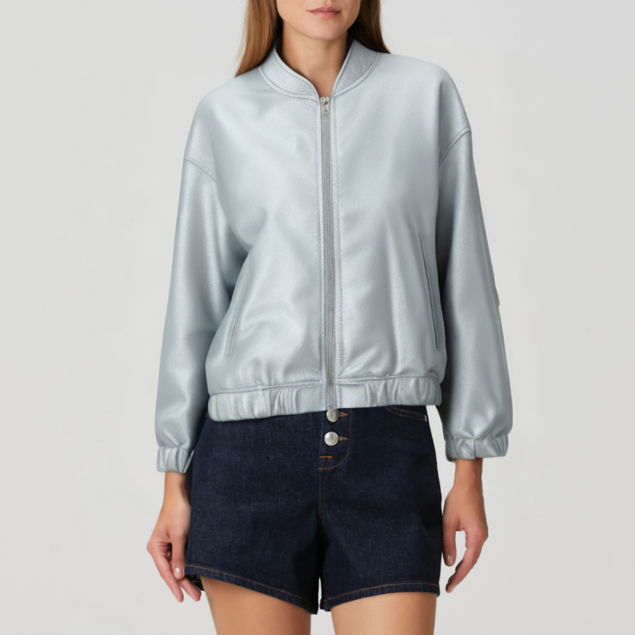 Autumn silver zipper women's jacket
