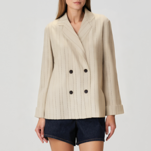 Striped double-breasted women's blazer