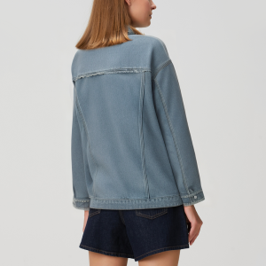 High-quality soft distressed women's denim jacket