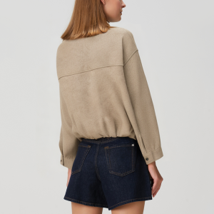 Fashionable stand collar zipper women's jacket