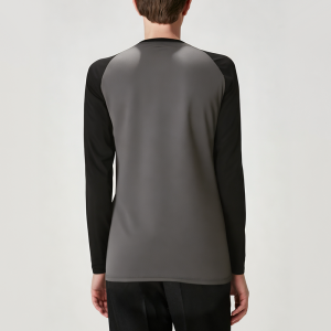 Contrast color stitching round neck men's long sleeves
