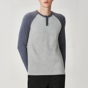 High quality contrast color blank men's long sleeve