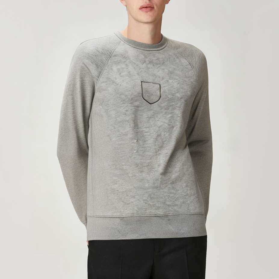 Men's autumn grey round neck long sleeves