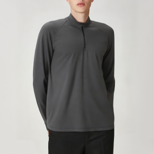 Black stand collar breathable men's long sleeve