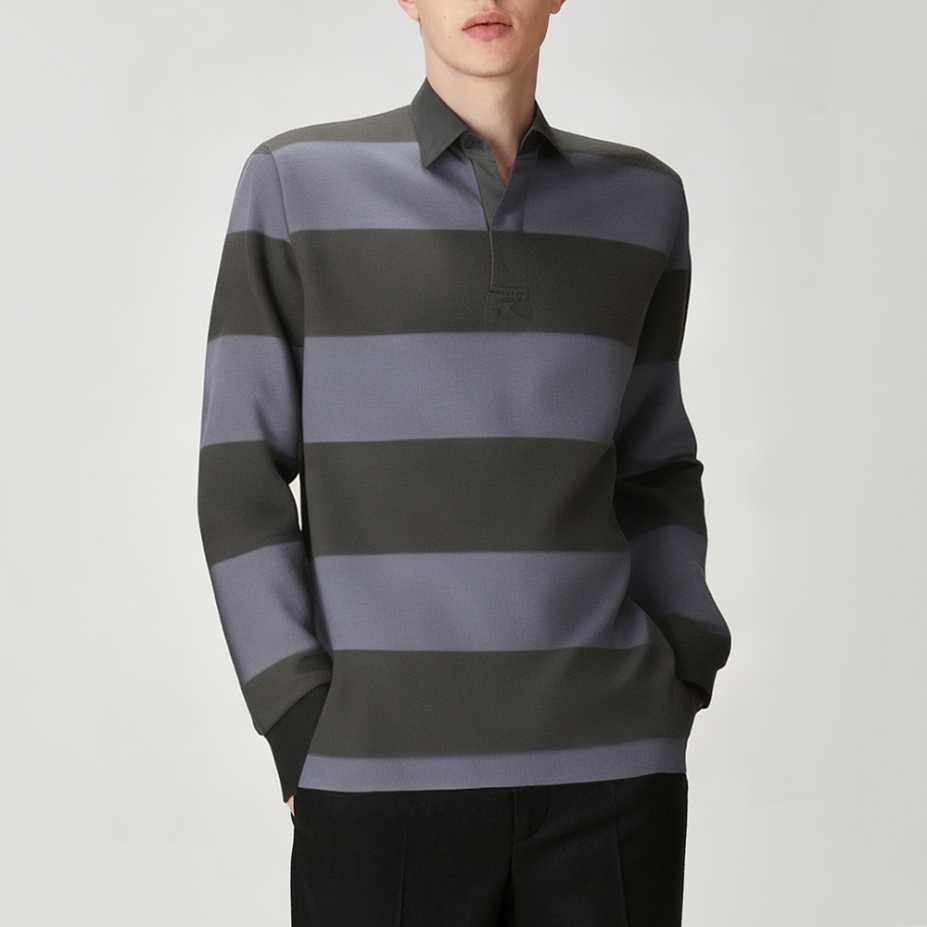 Men's long sleeve double contrast lapel