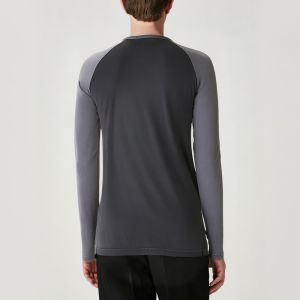 Contrast color casual slim fit men's long sleeve