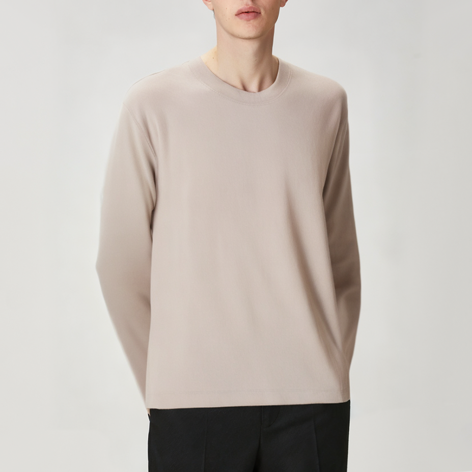 Men's loose cotton round neck long sleeves