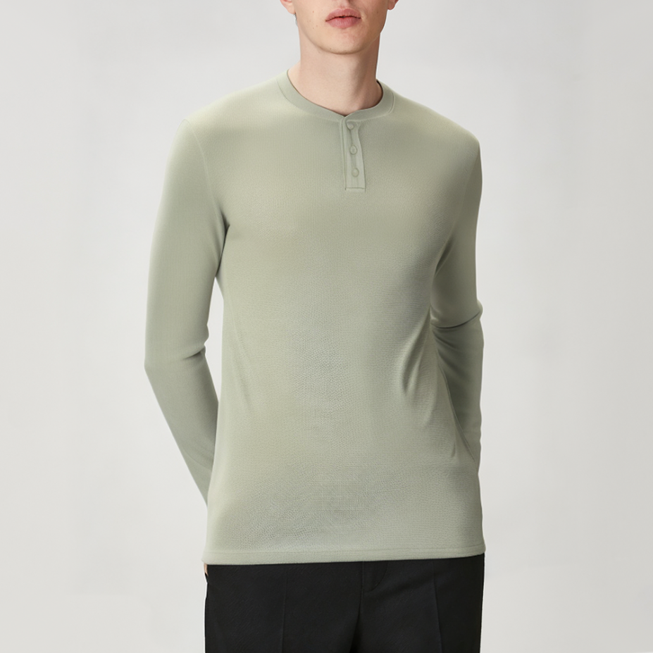 Men's simple casual round neck long sleeves