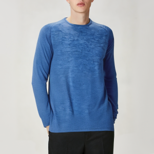 Blue round neck breathable men's long sleeve
