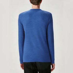 Blue round neck breathable men's long sleeve