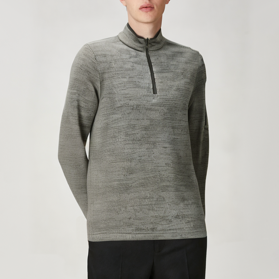 Men's casual stand collar zipper long sleeve