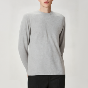 Gray blank crew neck men's long sleeve