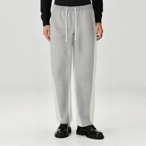 Grey elastic waist men's flared casual pants