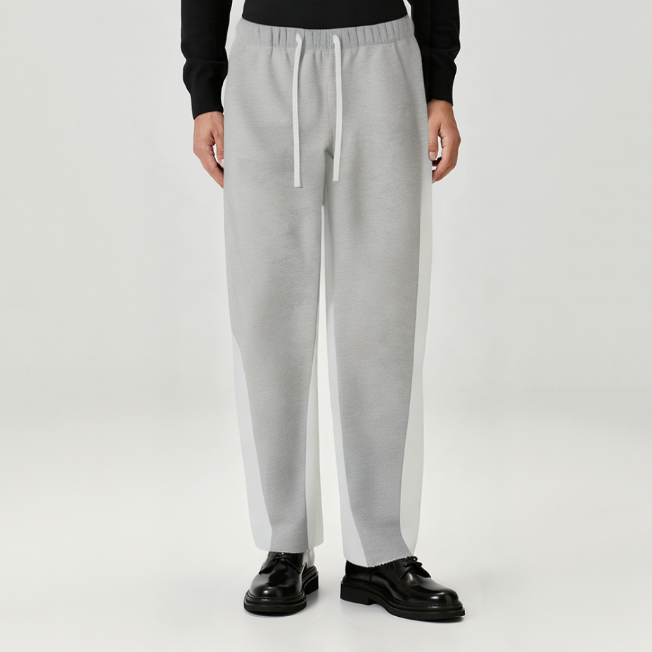 Grey elastic waist men's flared casual pants