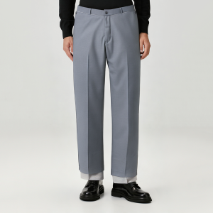 High quality grey straight-leg men's casual trousers