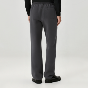 Dark blue elastic waist straight men's casual pants