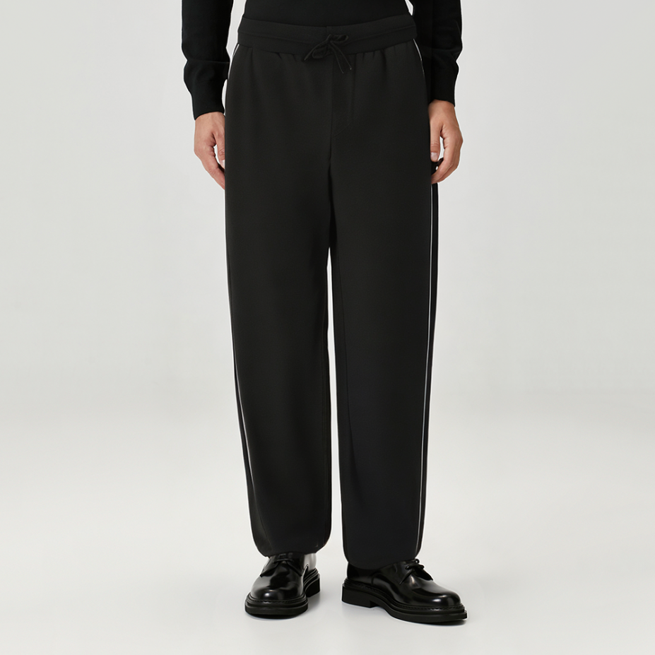 Classic black elastic waist men's casual pants