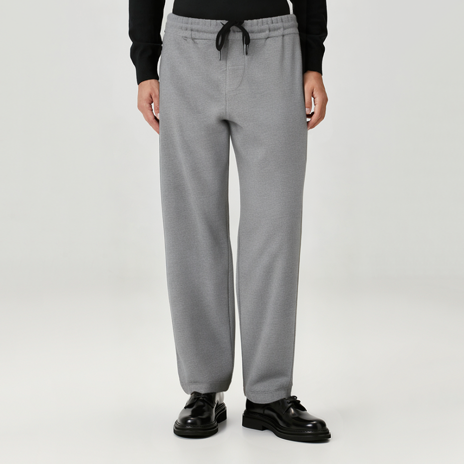 Simple gray elastic waist men's casual pants