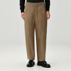 Brown regular fit breathable men's casual pants